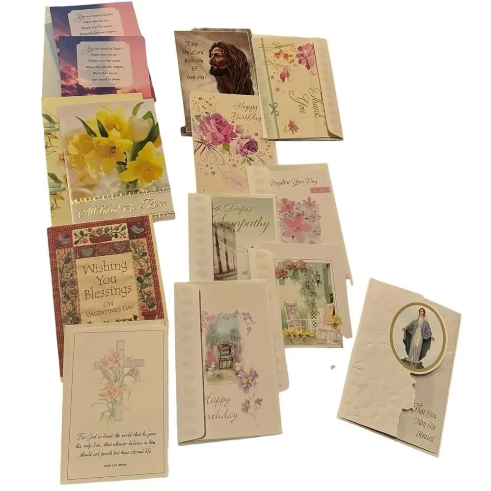 Lot 14 Religious Greeting Cards w/ Envelopes Birthday Sympathy‎ Easter Get Well